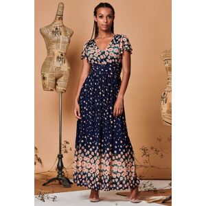 Jolie Moi Women's Mirrored Floral Print Mesh Maxi Dress in Navy Size: 10 Navy 10 Jolie Moi Women's Mirrored Floral Print Mesh Maxi Dress in Navy Size: 10 Navy 10