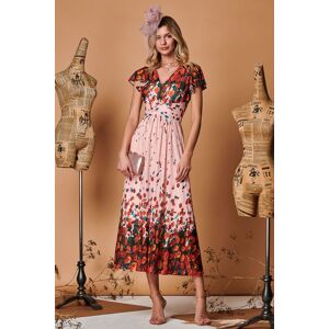 Jolie Moi Women's Symmetrical Floral Print Mesh Maxi Dress in Coral Size: 16 Coral 16 Jolie Moi Women's Symmetrical Floral Print Mesh Maxi Dress in Coral Size: 16 Coral 16