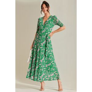 Jolie Moi Women's Daliyah Wrap Front Mesh Maxi Dress in Green Size: 8 Green 8 Jolie Moi Women's Daliyah Wrap Front Mesh Maxi Dress in Green Size: 8 Green 8
