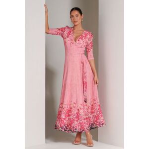 Jolie Moi Women's Peggy Ruched Sleeve Wrap Mesh Maxi Dress in Pink Size: 8 Pink 8 Jolie Moi Women's Peggy Ruched Sleeve Wrap Mesh Maxi Dress in Pink Size: 8 Pink 8