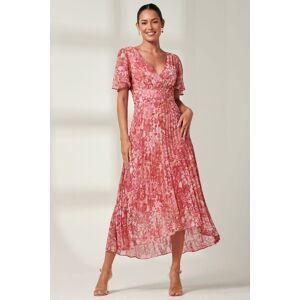 Jolie Moi Women's Olenna Angel Sleeve Pleated Chiffon Maxi in Red Size: 16 Red 16 Jolie Moi Women's Olenna Angel Sleeve Pleated Chiffon Maxi in Red Size: 16 Red 16