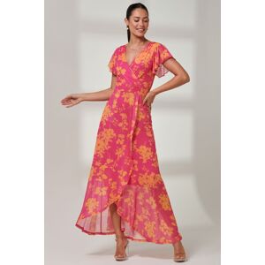 Jolie Moi Women's Gisselle Ruffle Hem Mesh Maxi Dress in Pink Size: 10 Pink 10 Jolie Moi Women's Gisselle Ruffle Hem Mesh Maxi Dress in Pink Size: 10 Pink 10