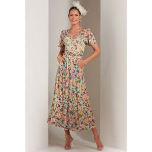 Jolie Moi Women's Bianca V-Neck Pleated Mesh Maxi Dress in Yellow Size: 10 Yellow 10 Jolie Moi Women's Bianca V-Neck Pleated Mesh Maxi Dress in Yellow Size: 10 Yellow 10