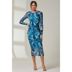 Jolie Moi Women's Mabyn Mesh Long Sleeve Midaxi Dress in Blue Size: 10 Blue 10 Jolie Moi Women's Mabyn Mesh Long Sleeve Midaxi Dress in Blue Size: 10 Blue 10