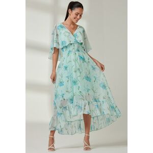 Jolie Moi Women's Frill V-neck Chiffon Maxi Dress in Green Size: 16 Green 16 Jolie Moi Women's Frill V-neck Chiffon Maxi Dress in Green Size: 16 Green 16