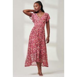 Jolie Moi Women's Wrap Dip Hem Mesh Maxi Dress in Pink Size: 12 Pink 12 Jolie Moi Women's Wrap Dip Hem Mesh Maxi Dress in Pink Size: 12 Pink 12
