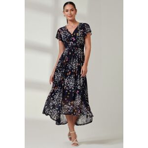 Jolie Moi Women's Wrap Dip Hem Mesh Maxi Dress in Dark Navy Size: 10 Dark Navy 10 Jolie Moi Women's Wrap Dip Hem Mesh Maxi Dress in Dark Navy Size: 10 Dark Navy 10