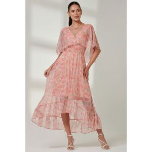 Jolie Moi Women's Frill V-neck Chiffon Maxi Dress in Orange Size: 14 Orange 14 Jolie Moi Women's Frill V-neck Chiffon Maxi Dress in Orange Size: 14 Orange 14