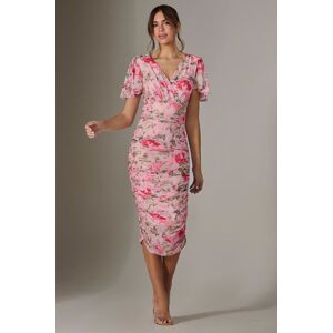 Jolie Moi Women's Wrap Front Mesh Bodycon Dress in Coral Size: 16 Coral 16 Jolie Moi Women's Wrap Front Mesh Bodycon Dress in Coral Size: 16 Coral 16