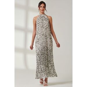 Jolie Moi Women's Abstract Halter Neck Pleated Maxi Dress Size: 10 Multicolor 10 Jolie Moi Women's Abstract Halter Neck Pleated Maxi Dress Size: 10 Multicolor 10