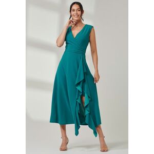 Jolie Moi Women's Wrap Front Frill Detail Maxi Dress in Teal Size: 12 Teal 12 Jolie Moi Women's Wrap Front Frill Detail Maxi Dress in Teal Size: 12 Teal 12