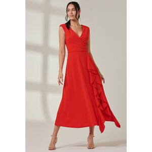 Jolie Moi Women's Wrap Front Frill Detail Maxi Dress in Red Size: 10 Red 10 Jolie Moi Women's Wrap Front Frill Detail Maxi Dress in Red Size: 10 Red 10