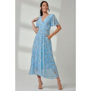 Jolie Moi Women's Gracelyn Wrap Front Mesh Maxi Dress in Blue Size: 12 Blue 12 Jolie Moi Women's Gracelyn Wrap Front Mesh Maxi Dress in Blue Size: 12 Blue 12