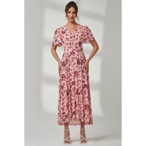 Jolie Moi Women's Gracelyn Wrap Front Mesh Maxi Dress in Coral Size: 14 Coral 14 Jolie Moi Women's Gracelyn Wrap Front Mesh Maxi Dress in Coral Size: 14 Coral 14