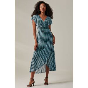 Jolie Moi Women's Geo Print Ruffle Hem Mesh Maxi Dress in Blue Size: 16 Blue 16 Jolie Moi Women's Geo Print Ruffle Hem Mesh Maxi Dress in Blue Size: 16 Blue 16