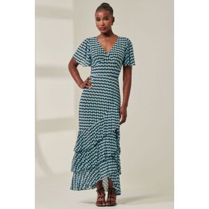 Jolie Moi Women's Geo Print Tiered Maxi Dress in Blue Size: 18 Blue 18 Jolie Moi Women's Geo Print Tiered Maxi Dress in Blue Size: 18 Blue 18