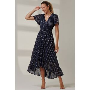 Jolie Moi Women's Metallic Effect Angel Sleeve Maxi Dress in Navy Size: 12 Navy 12 Jolie Moi Women's Metallic Effect Angel Sleeve Maxi Dress in Navy Size: 12 Navy 12