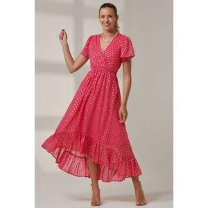 Jolie Moi Women's Metallic Effect Angel Sleeve Maxi Dress in Fuchsia Size: 16 Fuchsia 16 Jolie Moi Women's Metallic Effect Angel Sleeve Maxi Dress in Fuchsia Size: 16 Fuchsia 16