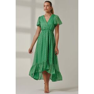 Jolie Moi Women's Metallic Effect Angel Sleeve Maxi Dress in Green Size: 12 Green 12 Jolie Moi Women's Metallic Effect Angel Sleeve Maxi Dress in Green Size: 12 Green 12