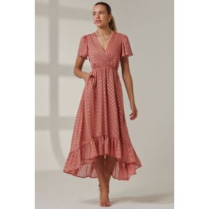 Jolie Moi Women's Metallic Effect Angel Sleeve Maxi Dress in Coral Size: 16 Coral 16 Jolie Moi Women's Metallic Effect Angel Sleeve Maxi Dress in Coral Size: 16 Coral 16