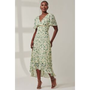 Jolie Moi Women's Chelsea Pleated Chiffon Dip Hem Maxi Dre in Green Size: 12 Green 12 Jolie Moi Women's Chelsea Pleated Chiffon Dip Hem Maxi Dre in Green Size: 12 Green 12