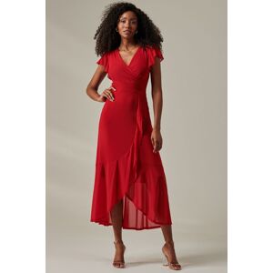 Jolie Moi Women's Plain Wrap Mesh Maxi Dress in Red Size: 18 Red 18 Jolie Moi Women's Plain Wrap Mesh Maxi Dress in Red Size: 18 Red 18