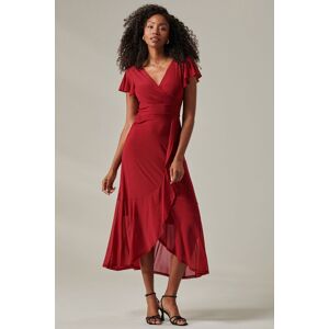 Jolie Moi Women's Plain Wrap Mesh Maxi Dress in Burgundy Size: 12 Burgundy 12 Jolie Moi Women's Plain Wrap Mesh Maxi Dress in Burgundy Size: 12 Burgundy 12