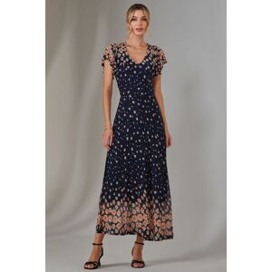 Jolie Moi Women's Gina Mirrored Print Mesh Maxi Dress in Navy Size: 8 Navy 8 Jolie Moi Women's Gina Mirrored Print Mesh Maxi Dress in Navy Size: 8 Navy 8
