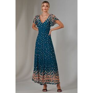 Jolie Moi Women's Gina Mirrored Print Mesh Maxi Dress in Teal Size: 14 Teal 14 Jolie Moi Women's Gina Mirrored Print Mesh Maxi Dress in Teal Size: 14 Teal 14