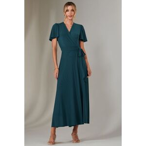 Jolie Moi Women's Plain Angel Sleeve Wrapped Maxi Dress in Teal Size: 16 Teal 16 Jolie Moi Women's Plain Angel Sleeve Wrapped Maxi Dress in Teal Size: 16 Teal 16