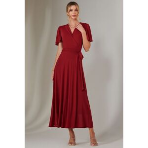 Jolie Moi Women's Plain Angel Sleeve Wrapped Maxi Dress in Dark Red Size: 12 Dark Red 12 Jolie Moi Women's Plain Angel Sleeve Wrapped Maxi Dress in Dark Red Size: 12 Dark Red 12