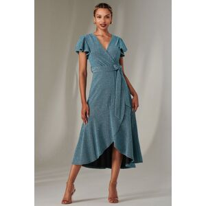 Jolie Moi Women's Marlie Metallic Angel Sleeve Maxi Dress in Blue Size: 10 Blue 10 Jolie Moi Women's Marlie Metallic Angel Sleeve Maxi Dress in Blue Size: 10 Blue 10