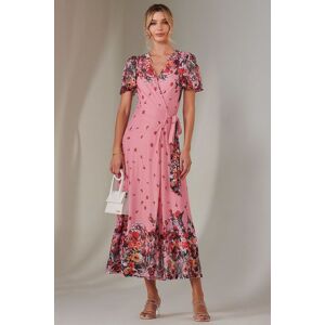 Jolie Moi Women's Mirror Print Mesh Wrap Maxi Dress in Pink Size: 20 Pink 20 Jolie Moi Women's Mirror Print Mesh Wrap Maxi Dress in Pink Size: 20 Pink 20