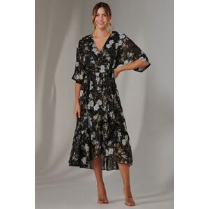 Jolie Moi Women's Rita Ruffle Hem Chiffon Midi Dress in Black Size: 12 Black 12 Jolie Moi Women's Rita Ruffle Hem Chiffon Midi Dress in Black Size: 12 Black 12