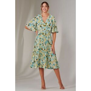 Jolie Moi Women's Pleated Wrap Midi Dress in Light Beige Size: 10 Light Beige 10 Jolie Moi Women's Pleated Wrap Midi Dress in Light Beige Size: 10 Light Beige 10