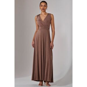 Jolie Moi Women's Ella Wrap Bodice Jersey Maxi Dress in Taupe Size: 14 Taupe 14 Jolie Moi Women's Ella Wrap Bodice Jersey Maxi Dress in Taupe Size: 14 Taupe 14