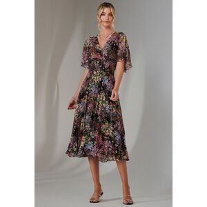 Jolie Moi Women's Floral Print Chiffon Pleated Dress in Navy Size: 16 Navy 16 Jolie Moi Women's Floral Print Chiffon Pleated Dress in Navy Size: 16 Navy 16