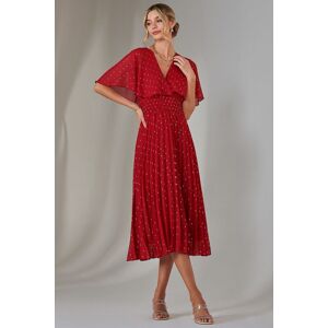 Jolie Moi Women's Metallic Spot Chiffon Pleated Dress in Dark Red Size: 10 Dark Red 10 Jolie Moi Women's Metallic Spot Chiffon Pleated Dress in Dark Red Size: 10 Dark Red 10