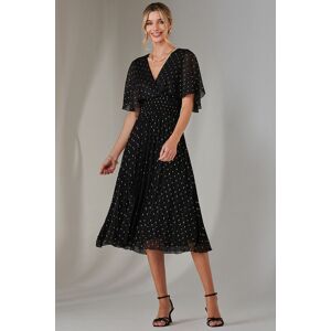 Jolie Moi Women's Metallic Spot Chiffon Pleated Dress in Black Size: 14 Black 14 Jolie Moi Women's Metallic Spot Chiffon Pleated Dress in Black Size: 14 Black 14