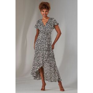 Jolie Moi Women's Chiffon Print Frill Dip Hem Maxi Dress in Off-White Size: 14 Off-White 14 Jolie Moi Women's Chiffon Print Frill Dip Hem Maxi Dress in Off-White Size: 14 Off-White 14