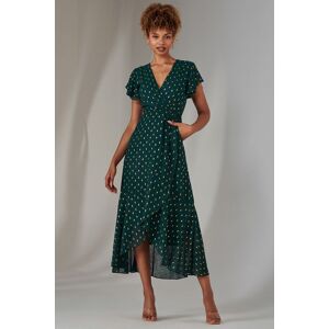 Jolie Moi Women's Metallic Spot Textured Chiffon Maxi Dres in Dark Green Size: 12 Dark Green 12 Jolie Moi Women's Metallic Spot Textured Chiffon Maxi Dres in Dark Green Size: 12 Dark Green 12