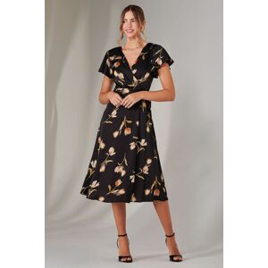 Jolie Moi Women's Wrap Front Midi Dress in Black Size: 8 Black 8 Jolie Moi Women's Wrap Front Midi Dress in Black Size: 8 Black 8