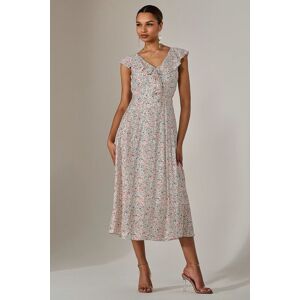 Jolie Moi Women's Frill V Neck Midaxi Dress in Pale Pink Size: 8 Pale Pink 8 Jolie Moi Women's Frill V Neck Midaxi Dress in Pale Pink Size: 8 Pale Pink 8