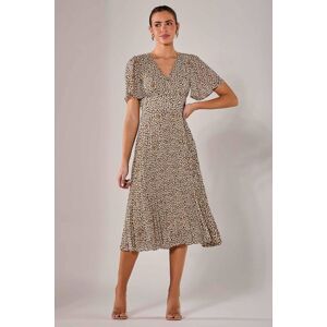 Jolie Moi Women's Chiffon Pleated Wrap Midaxi Dress in Cream Size: 12 Cream 12 Jolie Moi Women's Chiffon Pleated Wrap Midaxi Dress in Cream Size: 12 Cream 12