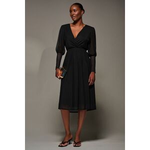 Jolie Moi Women's Mesh Long Puff Sleeve Wrap Midi Dress in Black Size: 18 Black 18 Jolie Moi Women's Mesh Long Puff Sleeve Wrap Midi Dress in Black Size: 18 Black 18