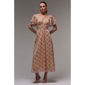 Jolie Moi Women's Layered Angel Sleeved Chiffon Maxi Dress in Beige Size: 10 Beige 10 Jolie Moi Women's Layered Angel Sleeved Chiffon Maxi Dress in Beige Size: 10 Beige 10