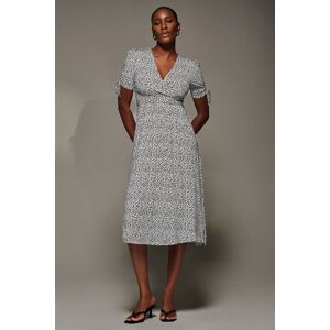 Jolie Moi Women's Jersey Tie Sleeve Wrap Front Midi Dress in White Size: 10 White 10 Jolie Moi Women's Jersey Tie Sleeve Wrap Front Midi Dress in White Size: 10 White 10