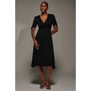 Jolie Moi Women's Jersey Tie Sleeve Wrap Front Midi Dress in Black Size: 10 Black 10 Jolie Moi Women's Jersey Tie Sleeve Wrap Front Midi Dress in Black Size: 10 Black 10