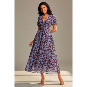 Jolie Moi Women's Layered Angel Sleeved Chiffon Maxi Dress in Blue Size: 14 Blue 14 Jolie Moi Women's Layered Angel Sleeved Chiffon Maxi Dress in Blue Size: 14 Blue 14