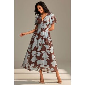 Jolie Moi Women's Layered Angel Sleeved Chiffon Maxi Dress in Brown Size: 12 Brown 12 Jolie Moi Women's Layered Angel Sleeved Chiffon Maxi Dress in Brown Size: 12 Brown 12